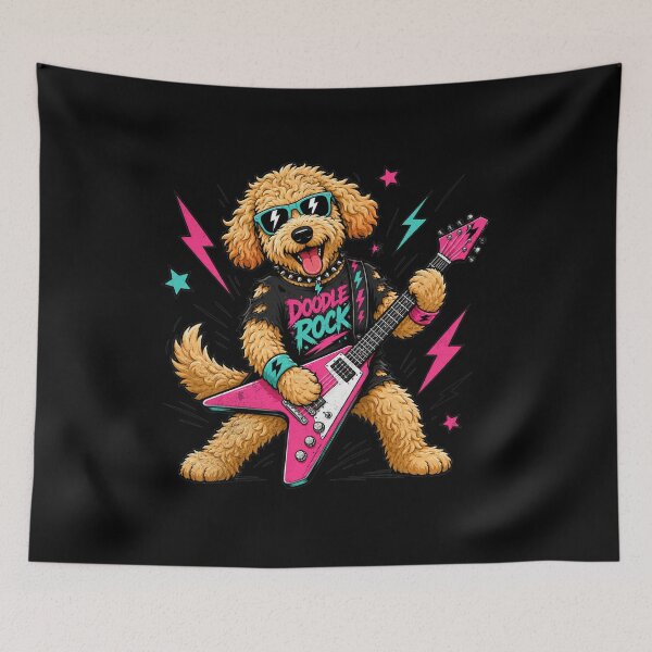 Item preview, Cool Golden Guitarist Doodle Rockstar Dog Musician  designed and sold by IdealDo.