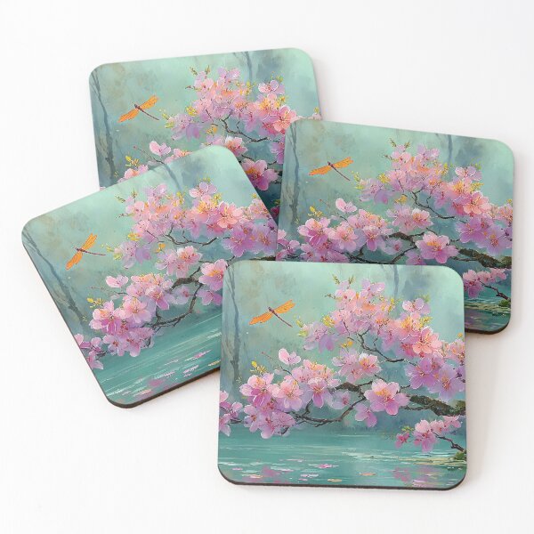 Item preview, Pink Blossoms and Dragonfly Over Calm Water designed and sold by Sasas Design.