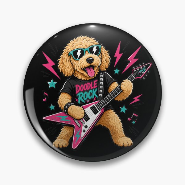 Item preview, Cool Golden Guitarist Doodle Rockstar Dog Musician designed and sold by IdealDo.