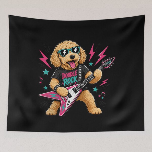 Item preview, Cool Golden Guitarist Doodle Rockstar Dog Musician  designed and sold by IdealDo.