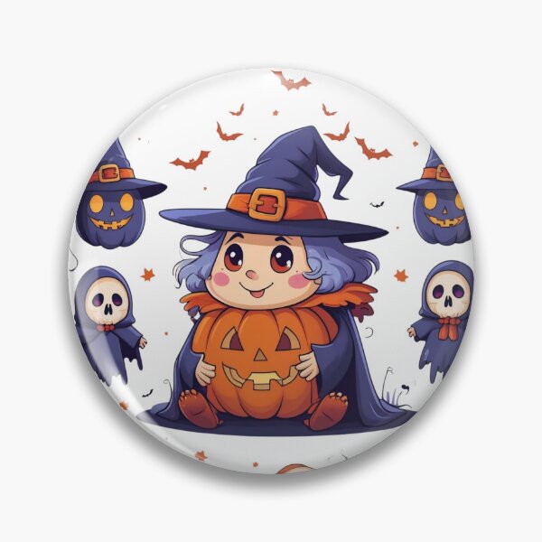 Item preview, Cute Halloween Pumpkin Witch Kawaii Design designed and sold by Madhav Creations Studio.
