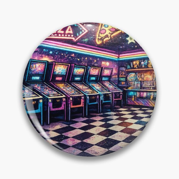 Item preview, Neon Arcade Room Pinball Machines Pizza - Retro Arcade designed and sold by irfanshikh.