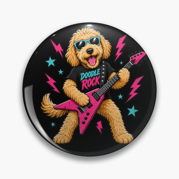 Item preview, Cool Golden Guitarist Doodle Rockstar Dog Musician designed and sold by IdealDo.