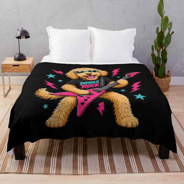 Item preview, Cool Golden Guitarist Doodle Rockstar Dog Musician designed and sold by IdealDo.
