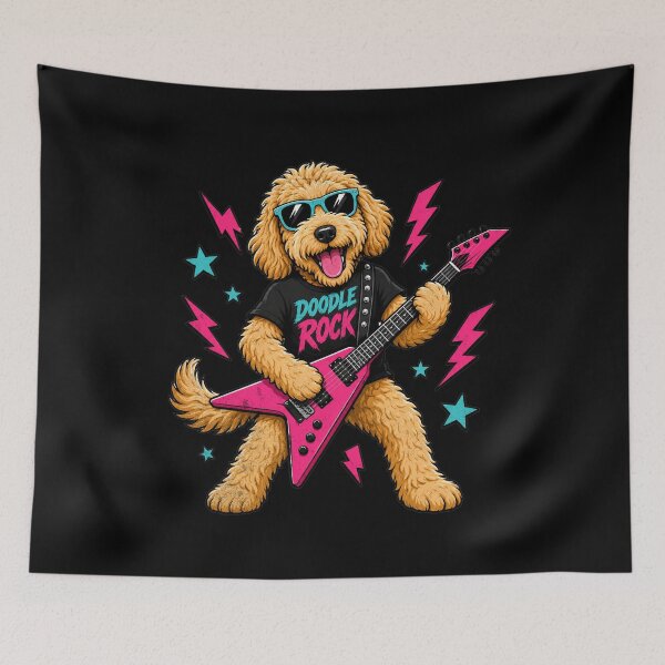 Item preview, Cool Golden Guitarist Doodle Rockstar Dog Musician  designed and sold by IdealDo.