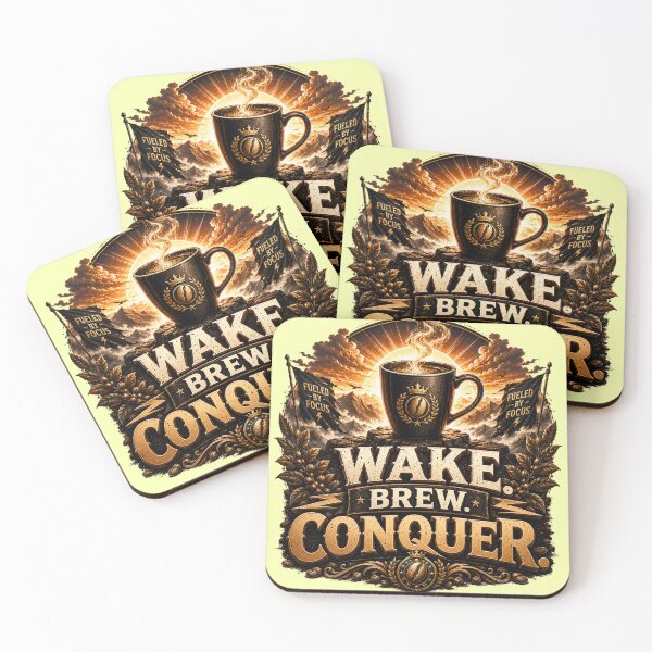 Item preview, Wake Brew Conquer Motivational Coffee Quote designed and sold by pradeepvisuals.