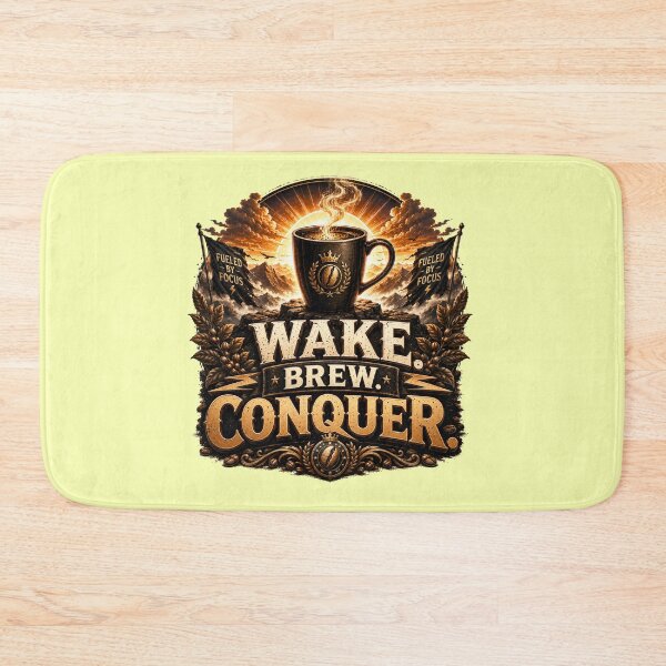Item preview, Wake Brew Conquer Motivational Coffee Quote designed and sold by pradeepvisuals.