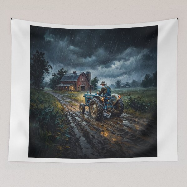 Aperçu de l'œuvre Farmers Heading Home In Rain Storm créée et vendue par Home Decor Art.