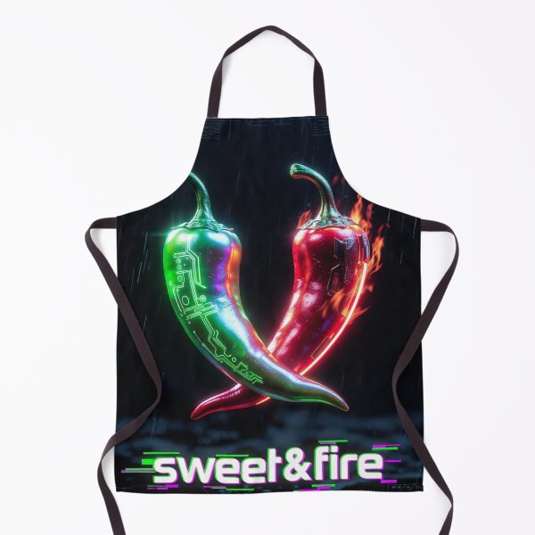 Item preview, Sweet & Fire - Neon Cyberpunk Chili Heart Streetwear designed and sold by katiecorners.