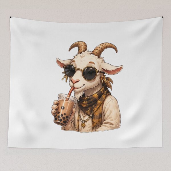 Item preview, Cool Goat Drinking Bubble Tea designed and sold by DailyDoodlesBySumbul.
