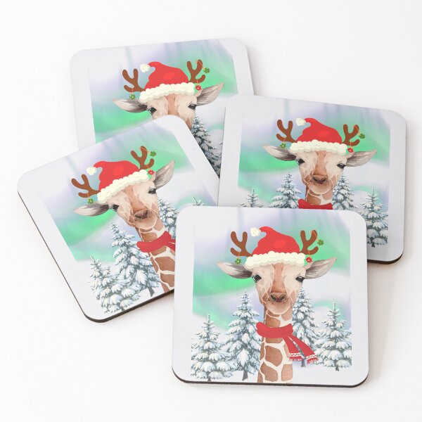 Item preview, Christmas Giraffe at the North Pole Under the Northern Lights | Cute Holiday Animal Design designed and sold by PureHopeStudio.