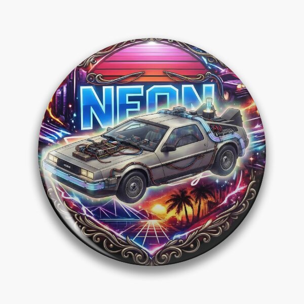 Item preview, Retro-Futuristic DeLorean Time Machine Emblem designed and sold by Neo Tokio.