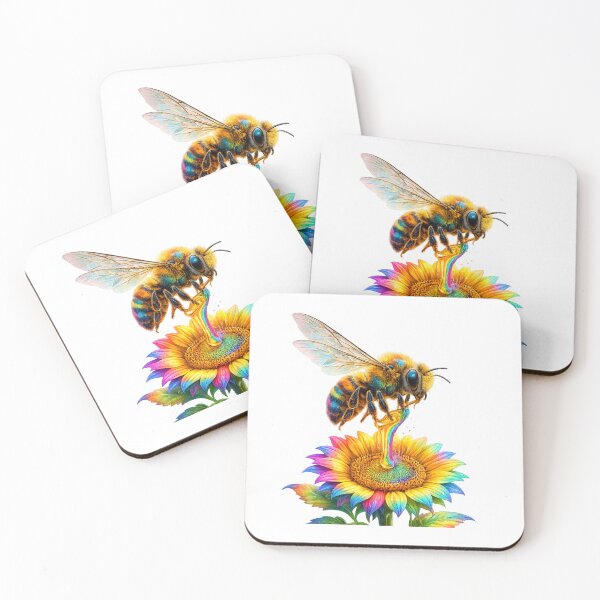 Item preview, Rainbow Honey Bee Sunflower Fantasy Art designed and sold by P jo.