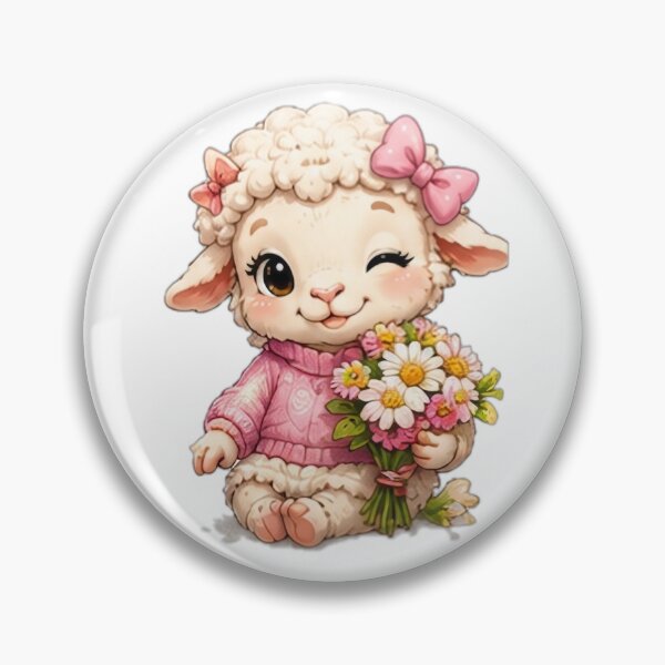 Item preview, Cute Lamb With Flowers designed and sold by DailyDoodlesBySumbul.