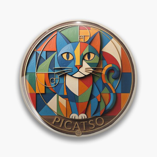 Item preview, Colorful Cubist Cat Art Design Picatso Funny Cat in Cubist Style designed and sold by gear-posters.