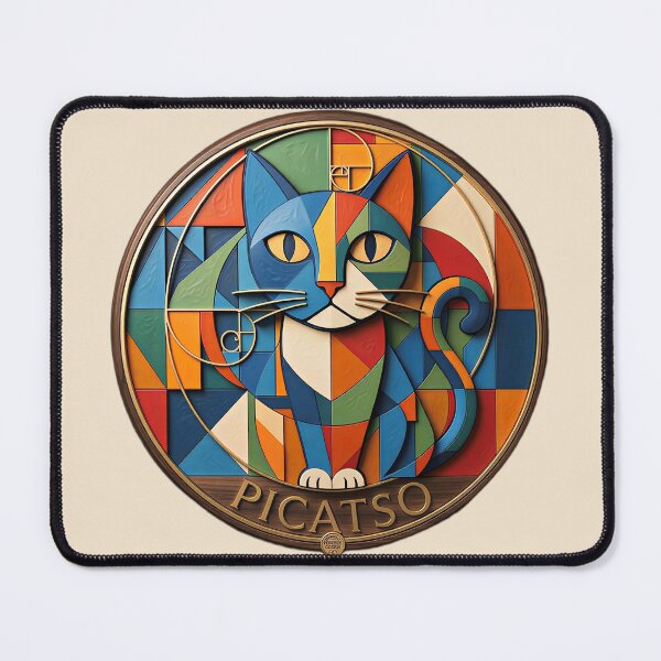 Item preview, Colorful Cubist Cat Art Design Picatso Funny Cat in Cubist Style designed and sold by gear-posters.