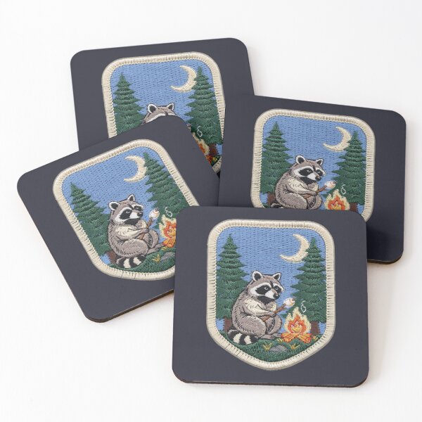 Item preview, Cute Camping Raccoon Embroidery Patch | Cozy Campfire Forest Animal | Cottagecore Wildlife Design designed and sold by PatsiRose.