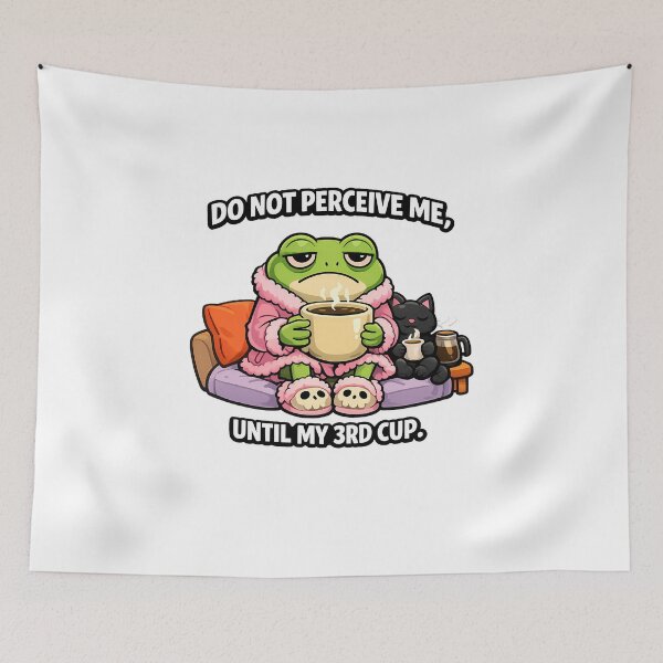 Item preview, Funny Tired Frog Coffee Meme Sticker designed and sold by MIROUZ2000.