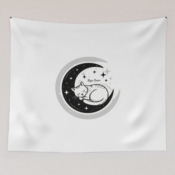 Item preview, Nap Queen Funny Cat Moon Illustration designed and sold by SKSSTYLe.