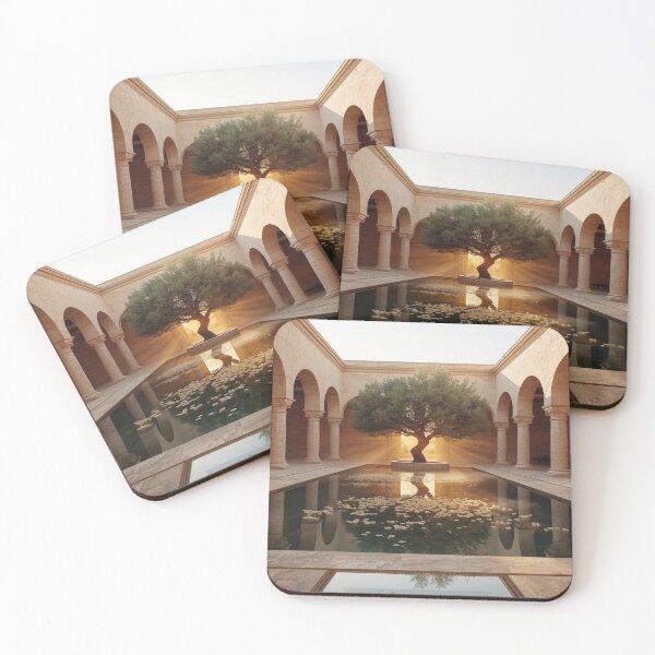 Item preview, Mediterranean Olive Courtyard Reflection designed and sold by VeloraNature.