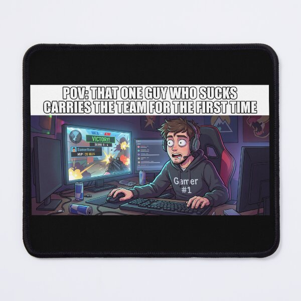 Item preview, Funny Gaming Meme: When the Noob Finally Carries the Squad (5-4 Clutch) designed and sold by LevelUpLad.