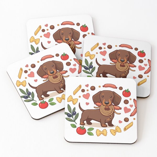 Item preview, Cute Dachshund with Pasta and Sausages  designed and sold by KMKDesignStudio.