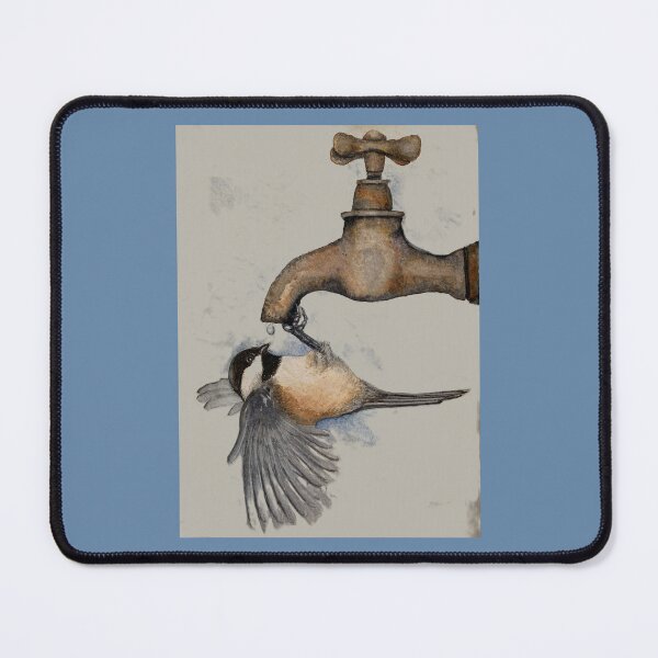 Item preview, Watercolor painting of chickadee getting a drink! designed and sold by BirdsandMoreArt.