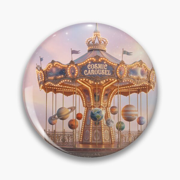 Item preview, Floating Carousel with Planet Horses in Pastel Sky designed and sold by ASTRAL ART LAB.