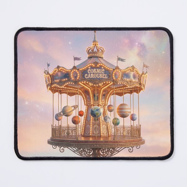 Item preview, Floating Carousel with Planet Horses in Pastel Sky designed and sold by ASTRAL ART LAB.