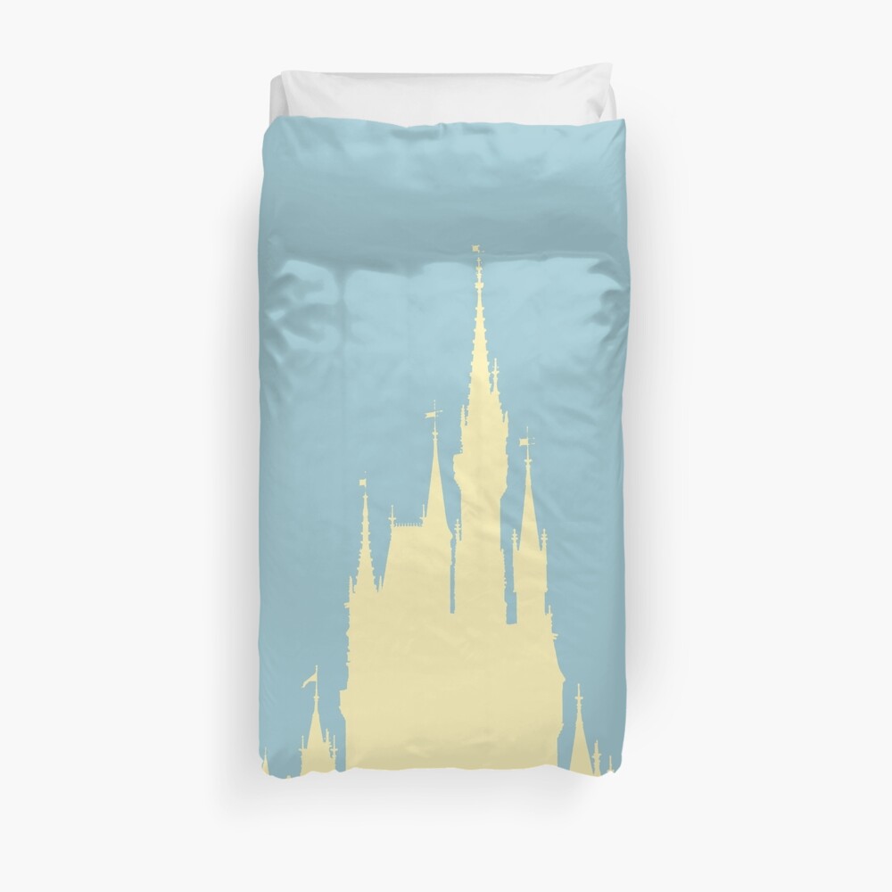 Magic Castle Silhouette Blue and Yellow Duvet Cover