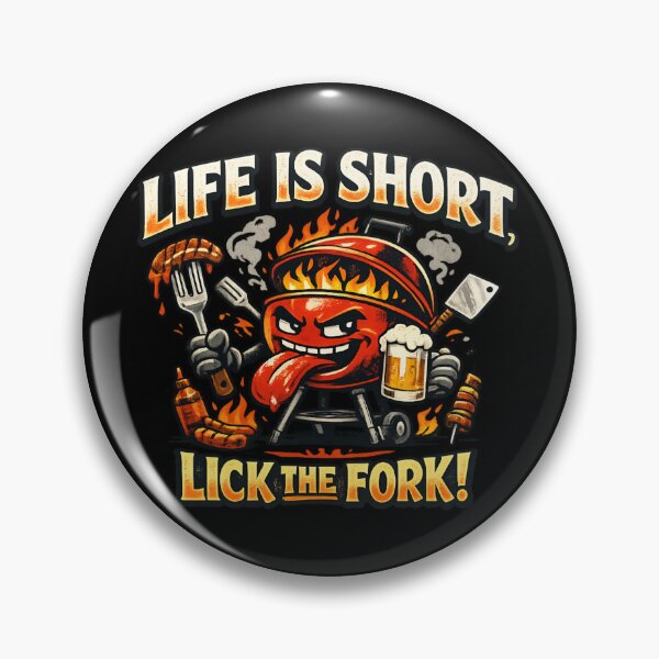 Item preview, Life Is Short, Lick the Fork - Funny BBQ Grill Master Cartoon designed and sold by SidTastic .