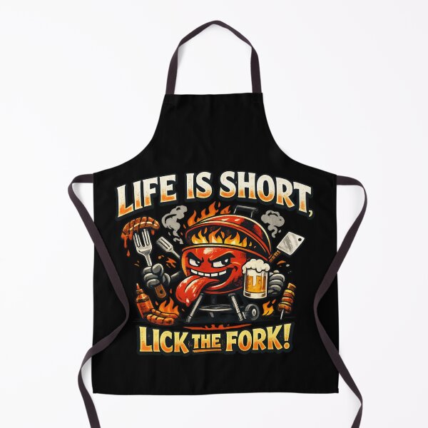 Item preview, Life Is Short, Lick the Fork - Funny BBQ Grill Master Cartoon designed and sold by SidTastic .