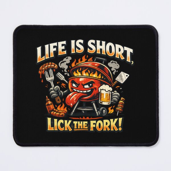 Item preview, Life Is Short, Lick the Fork - Funny BBQ Grill Master Cartoon designed and sold by SidTastic .