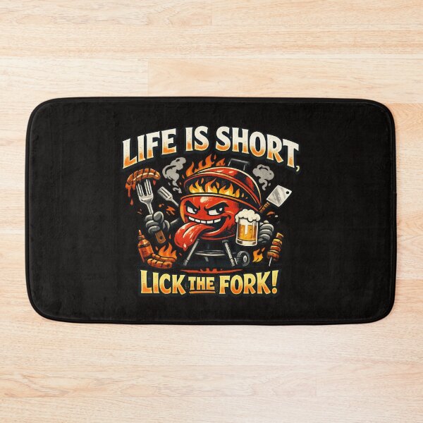 Item preview, Life Is Short, Lick the Fork - Funny BBQ Grill Master Cartoon designed and sold by SidTastic .