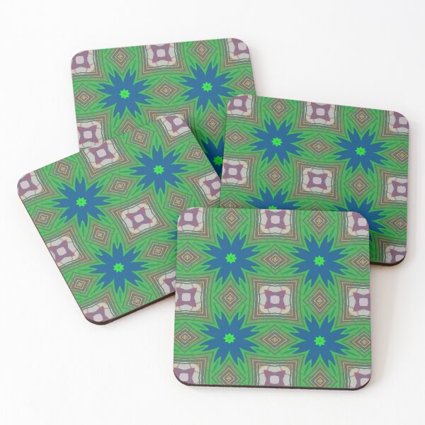 Item preview, Blue Floral Geometric Pattern in Green and Abstract Mosaic Design designed and sold by SweetLilith.