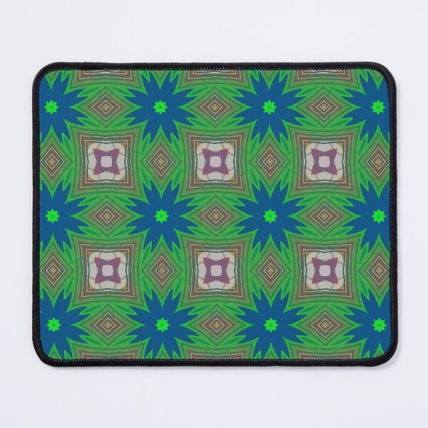 Item preview, Blue Floral Geometric Pattern in Green and Abstract Mosaic Design designed and sold by SweetLilith.