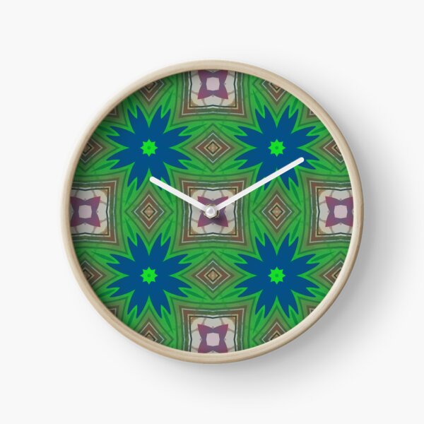 Item preview, Blue Floral Geometric Pattern in Green and Abstract Mosaic Design designed and sold by SweetLilith.