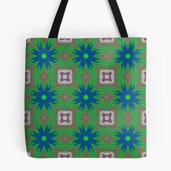 Item preview, Blue Floral Geometric Pattern in Green and Abstract Mosaic Design designed and sold by SweetLilith.