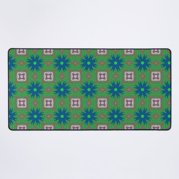 Item preview, Blue Floral Geometric Pattern in Green and Abstract Mosaic Design designed and sold by SweetLilith.