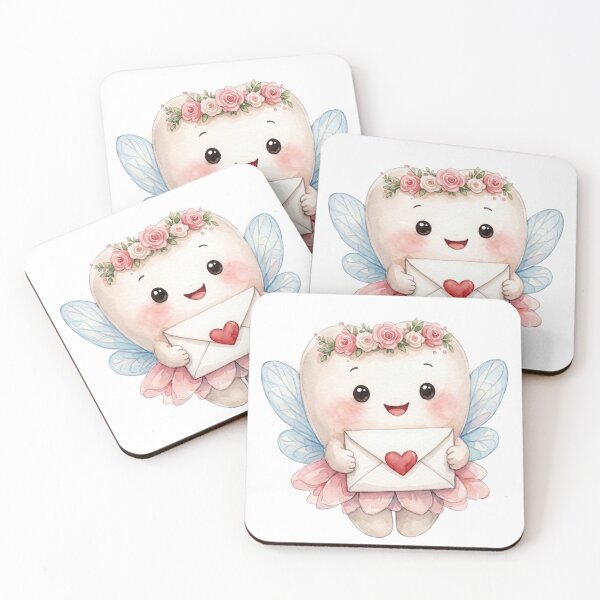 Item preview, Cute Tooth Fairy Holding Heart-Sealed Envelope | Watercolor Fairy Tooth designed and sold by Mommy-Smile.