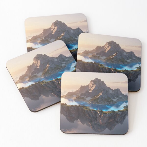 Item preview, Mystic Waters – Glowing Floating Mountain Fantasy Art designed and sold by LittleBigGifts.