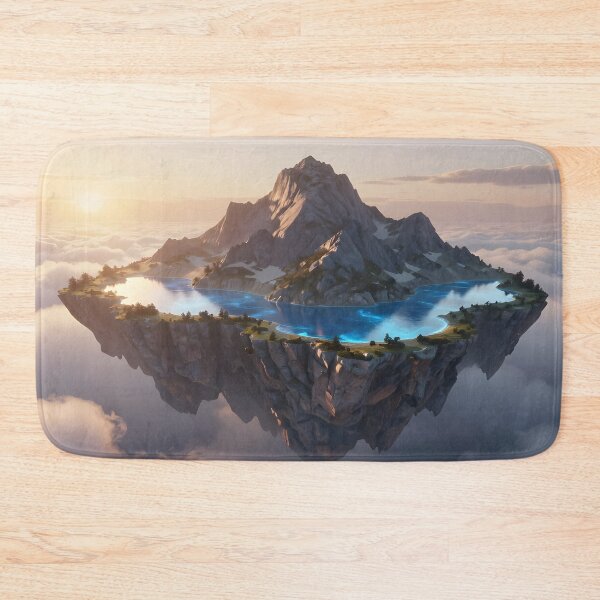 Item preview, Mystic Waters – Glowing Floating Mountain Fantasy Art designed and sold by LittleBigGifts.