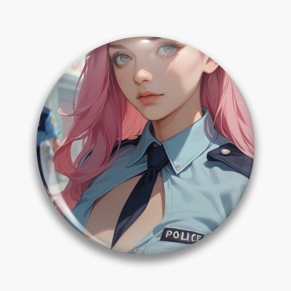 Item preview, Cool Pink Hair Female Police Officer - Anime Style Art designed and sold by kenvel.