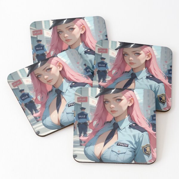 Item preview, Cool Pink Hair Female Police Officer - Anime Style Art designed and sold by kenvel.