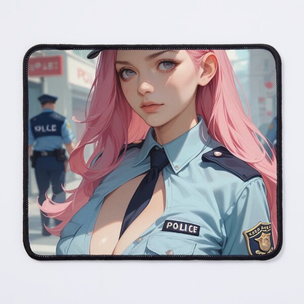 Item preview, Cool Pink Hair Female Police Officer - Anime Style Art designed and sold by kenvel.