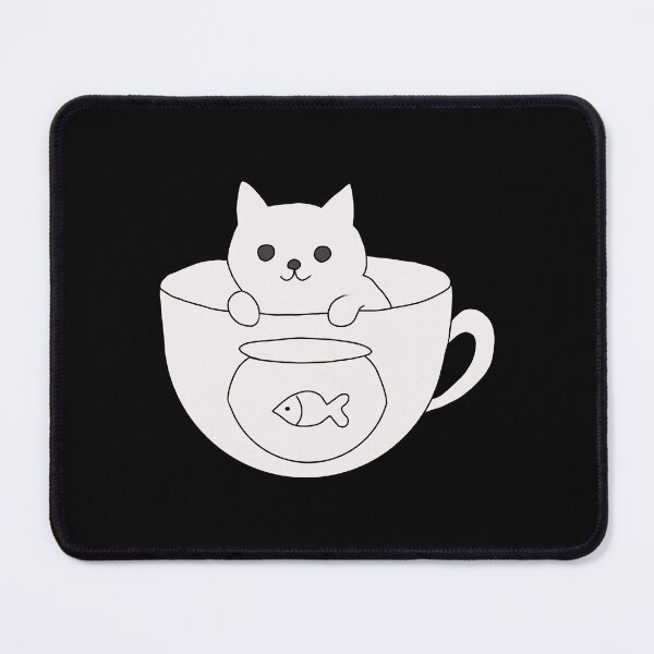 Item preview, Cat in a tea cup with fish bowl designed and sold by LeshanArt.