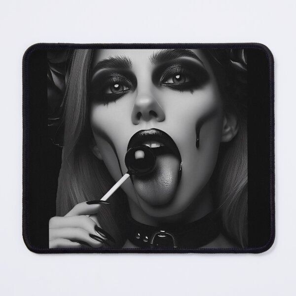Item preview, Monochrome Vampire Licking Black Lollipop designed and sold by Voodoo Store Paranormal Collections.