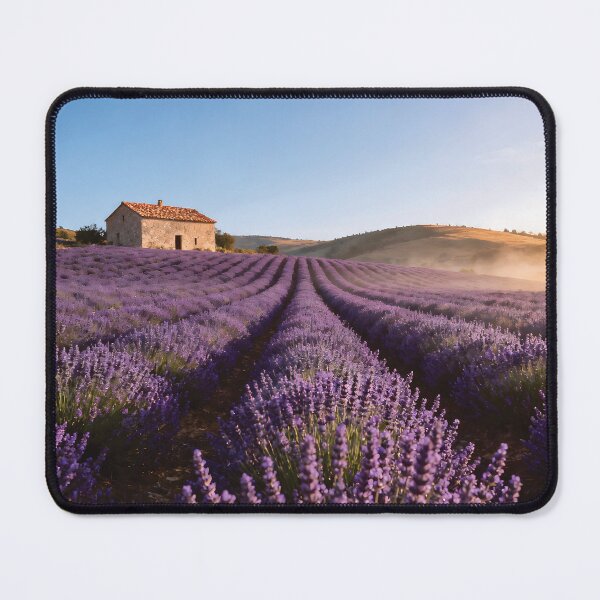 Item preview, Serene Lavender Fields with Rustic Stone House photo on designed and sold by Dezinix.