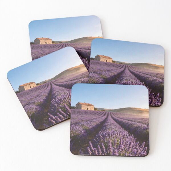 Item preview, Serene Lavender Fields with Rustic Stone House photo on designed and sold by Dezinix.