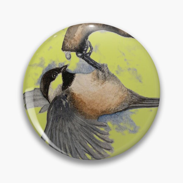 Item preview, Watercolor painting of chickadee getting a drink! designed and sold by BirdsandMoreArt.